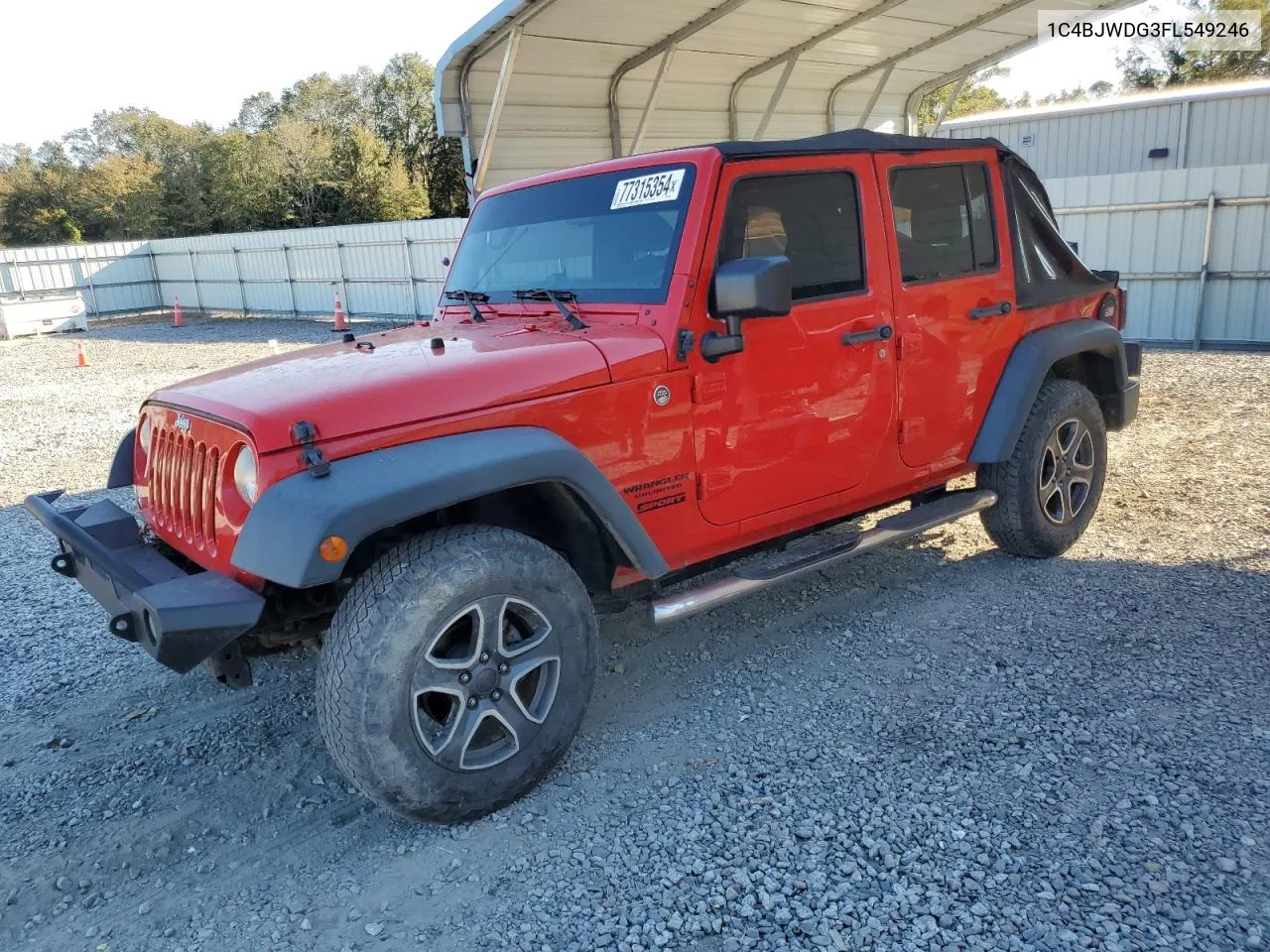 2015 Jeep Wrangler Unlimited Sport VIN: 1C4BJWDG3FL549246 Lot: 77315354