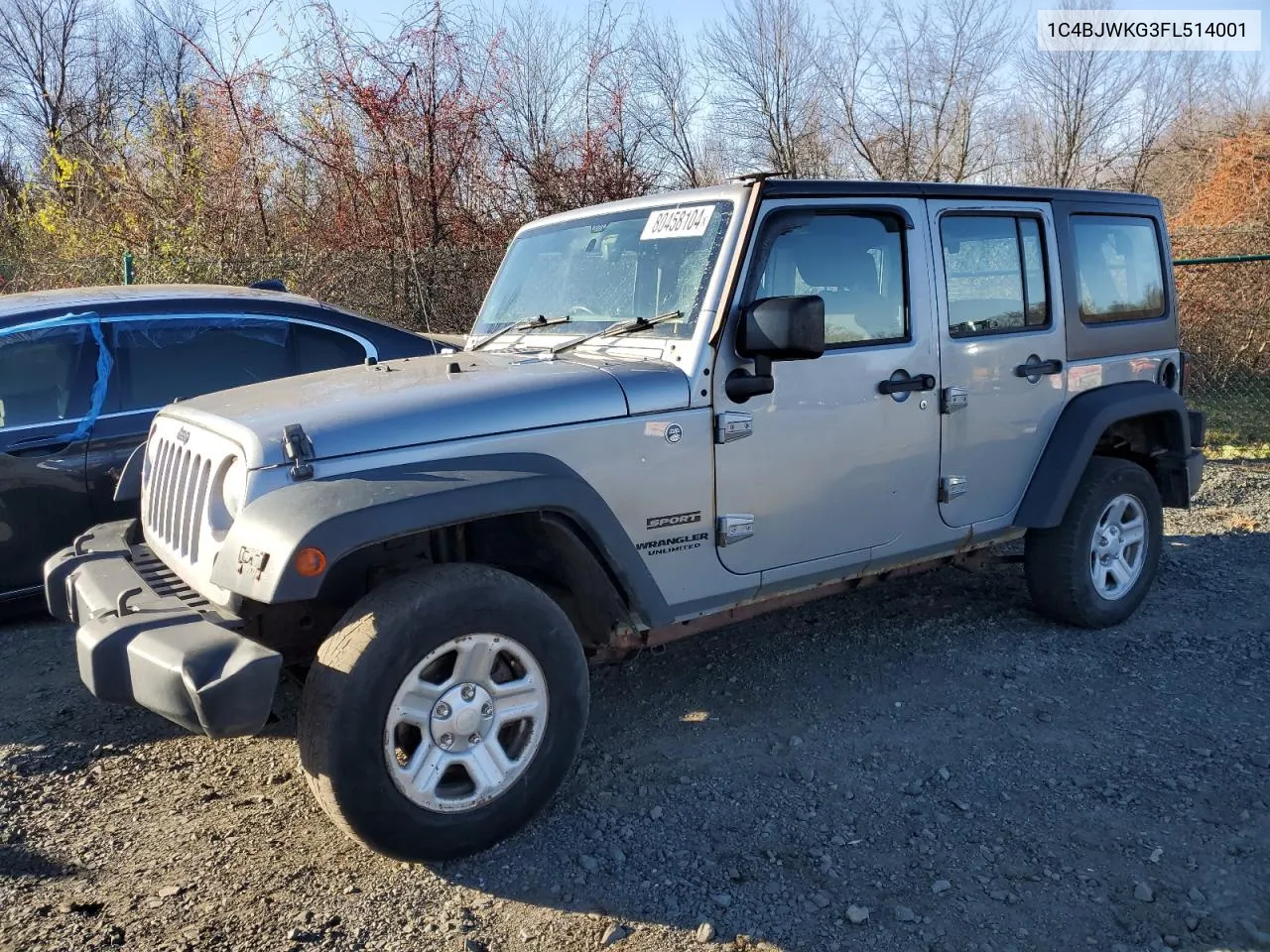 2015 Jeep Wrangler Unlimited Sport VIN: 1C4BJWKG3FL514001 Lot: 80458104