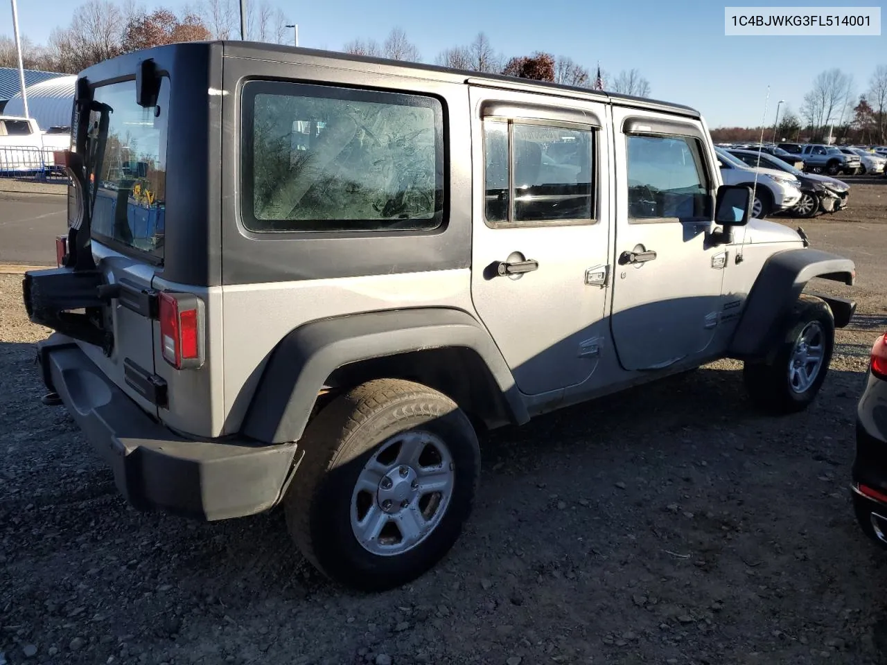 2015 Jeep Wrangler Unlimited Sport VIN: 1C4BJWKG3FL514001 Lot: 80458104