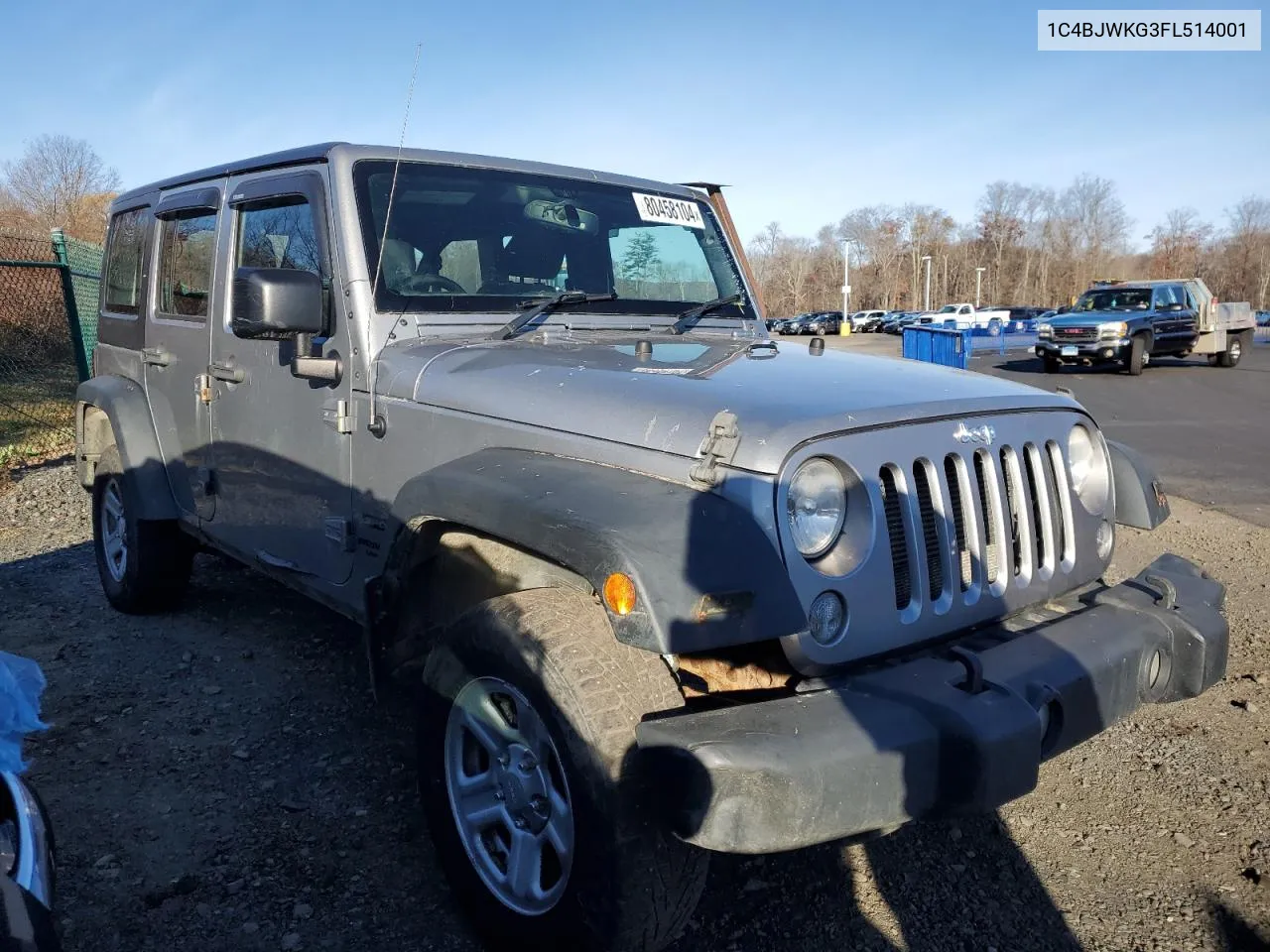 2015 Jeep Wrangler Unlimited Sport VIN: 1C4BJWKG3FL514001 Lot: 80458104