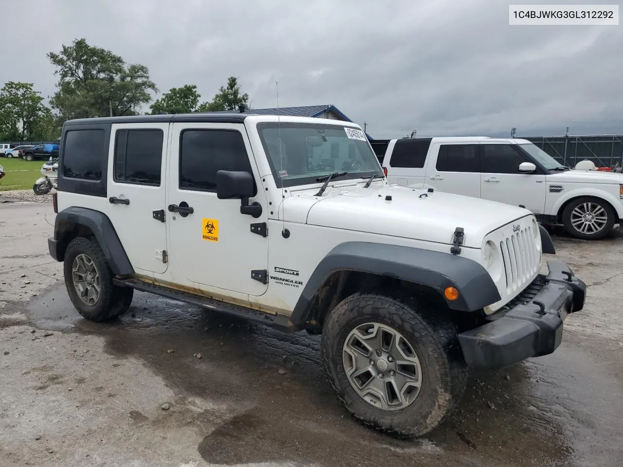 2016 Jeep Wrangler Unlimited Sport VIN: 1C4BJWKG3GL312292 Lot: 62405014