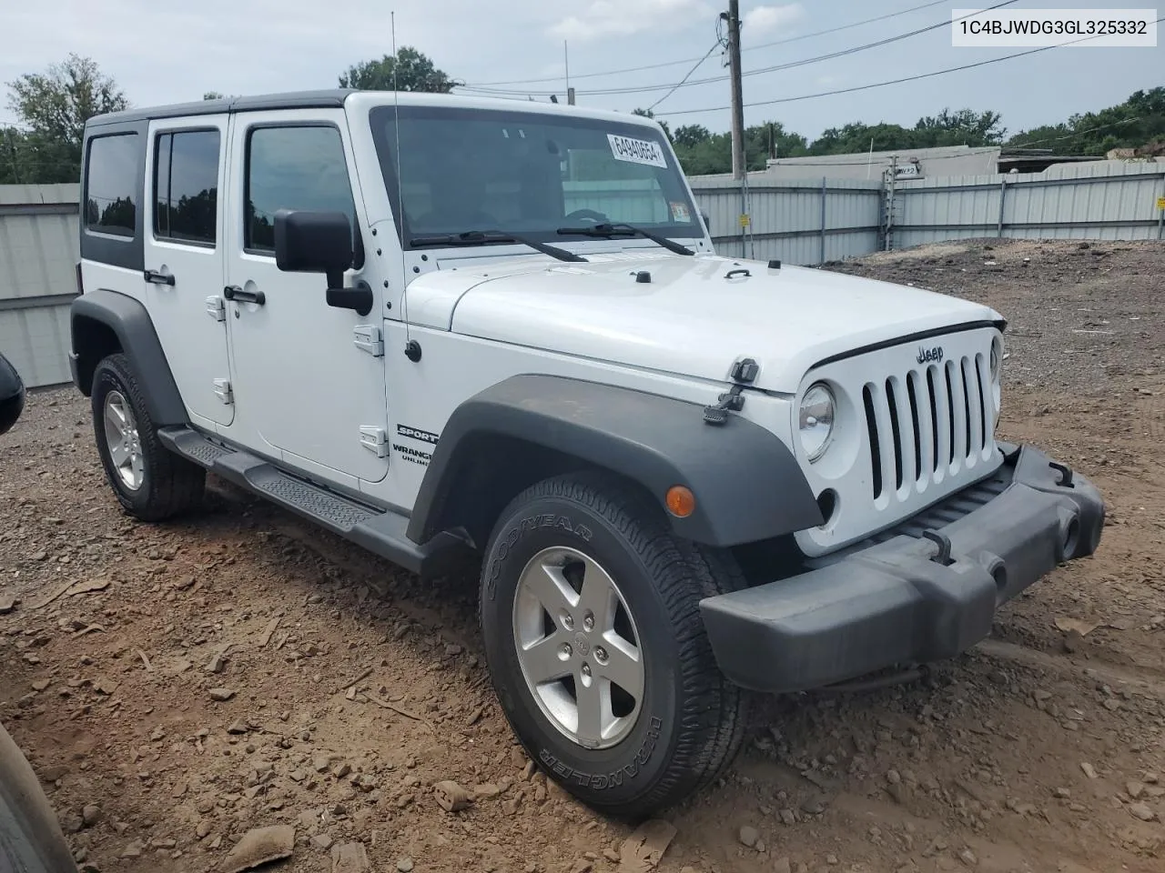 2016 Jeep Wrangler Unlimited Sport VIN: 1C4BJWDG3GL325332 Lot: 64940654