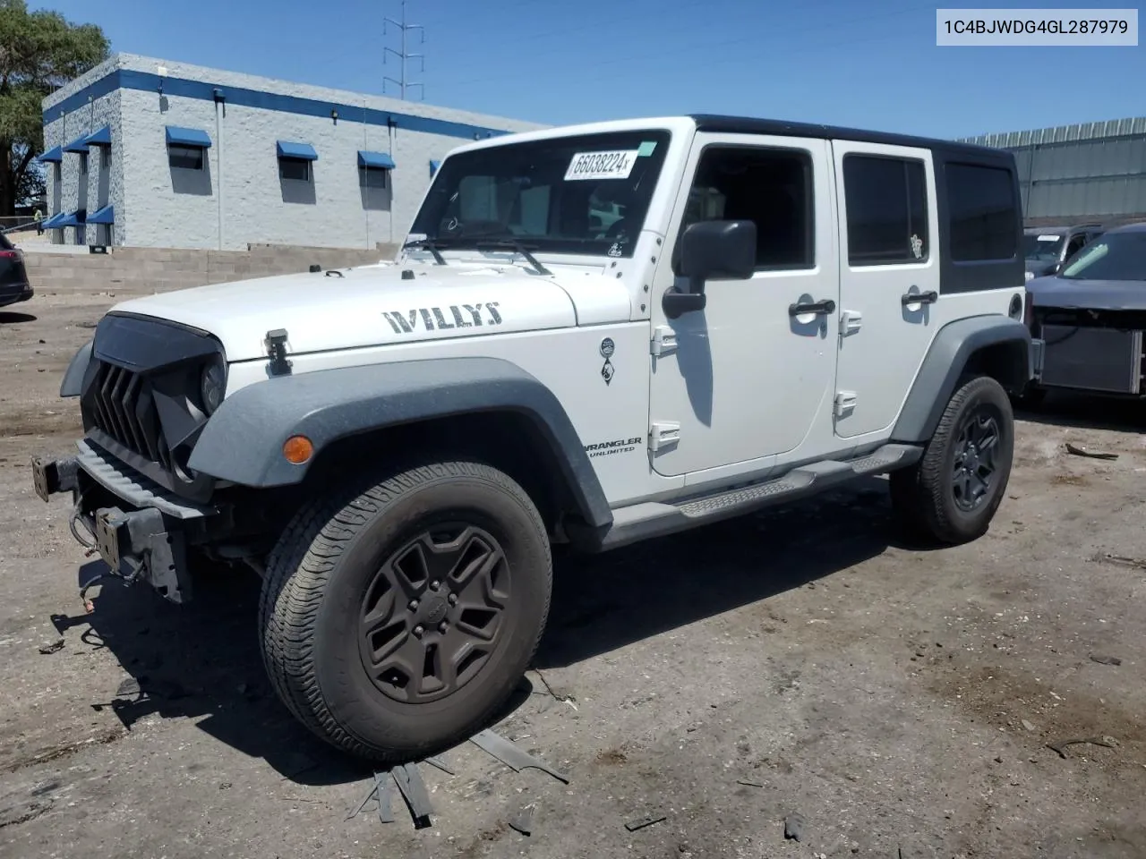 2016 Jeep Wrangler Unlimited Sport VIN: 1C4BJWDG4GL287979 Lot: 66038224