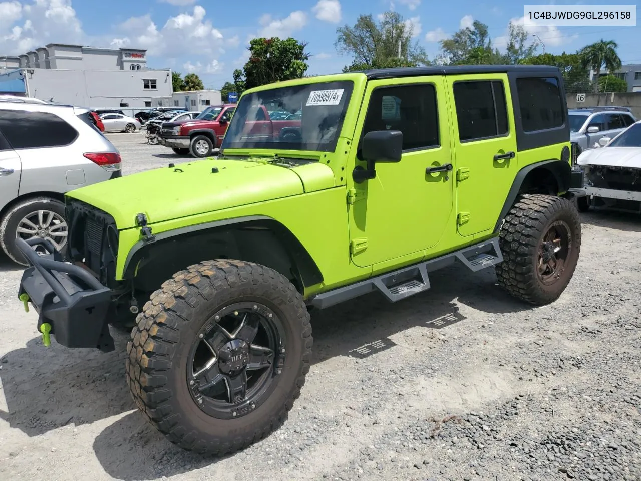 2016 Jeep Wrangler Unlimited Sport VIN: 1C4BJWDG9GL296158 Lot: 70595974