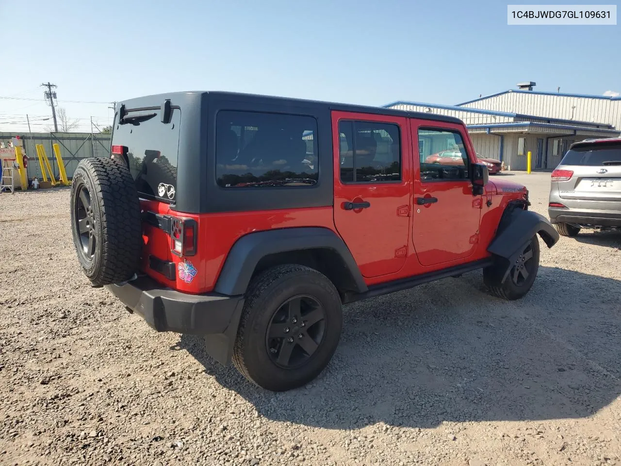 2016 Jeep Wrangler Unlimited Sport VIN: 1C4BJWDG7GL109631 Lot: 71789234