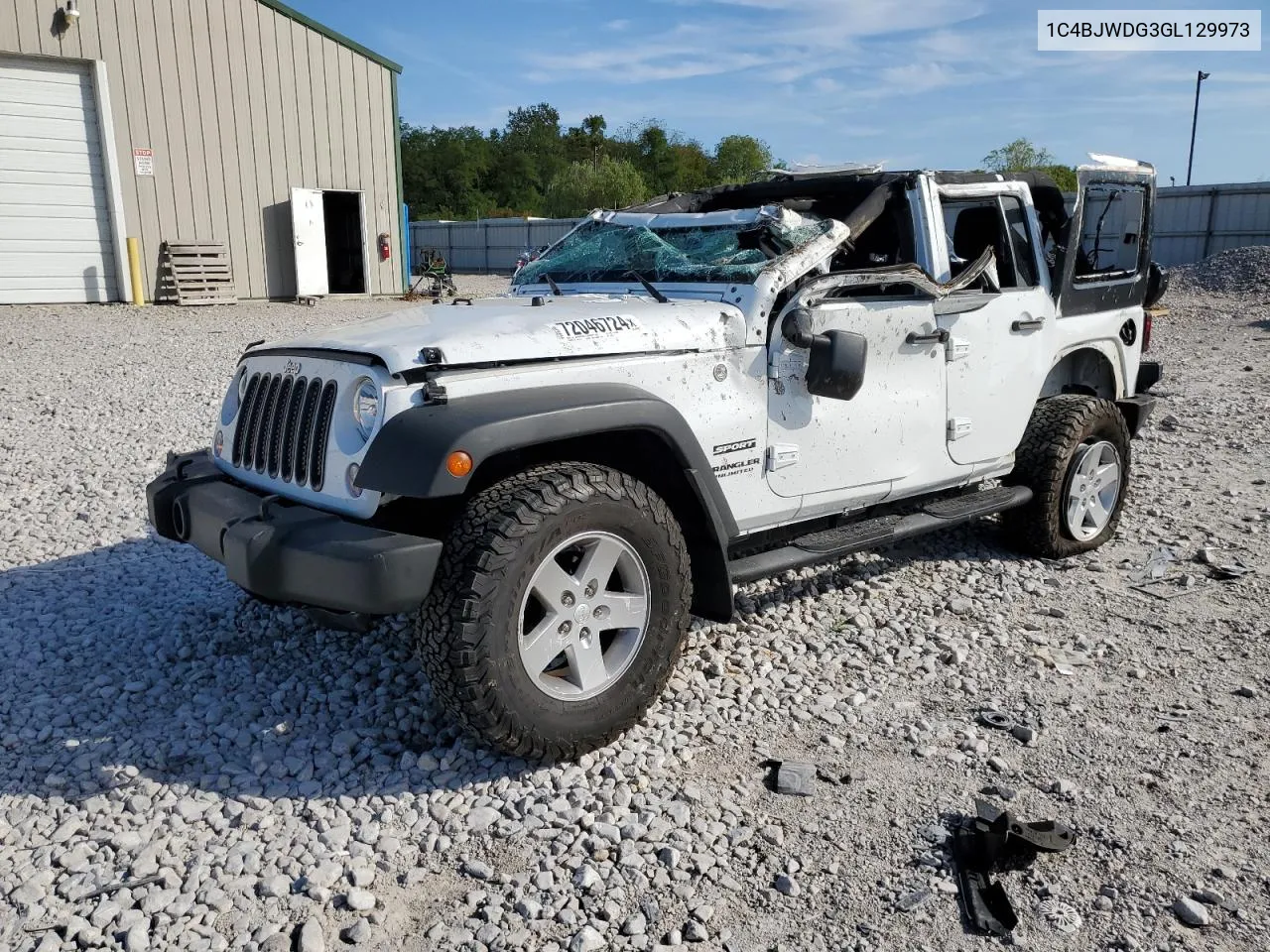 2016 Jeep Wrangler Unlimited Sport VIN: 1C4BJWDG3GL129973 Lot: 72046724