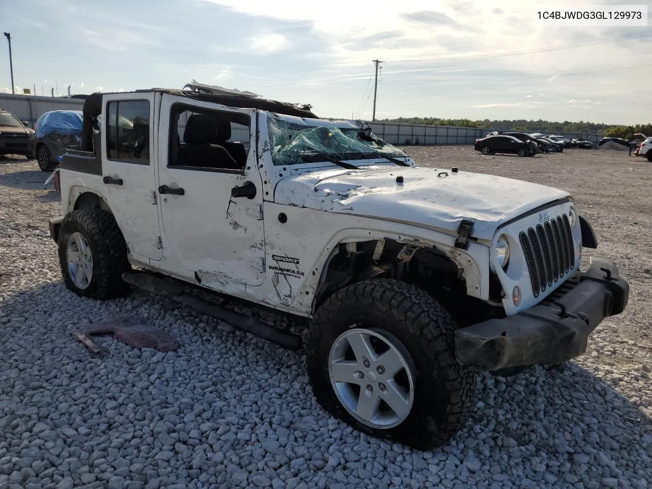 2016 Jeep Wrangler Unlimited Sport VIN: 1C4BJWDG3GL129973 Lot: 72046724