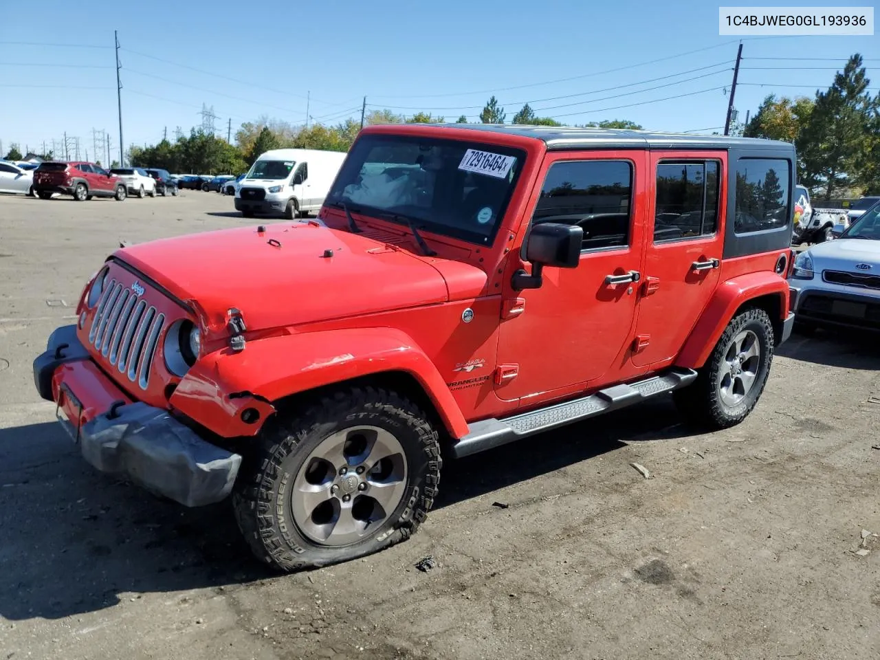 2016 Jeep Wrangler Unlimited Sahara VIN: 1C4BJWEG0GL193936 Lot: 72916464