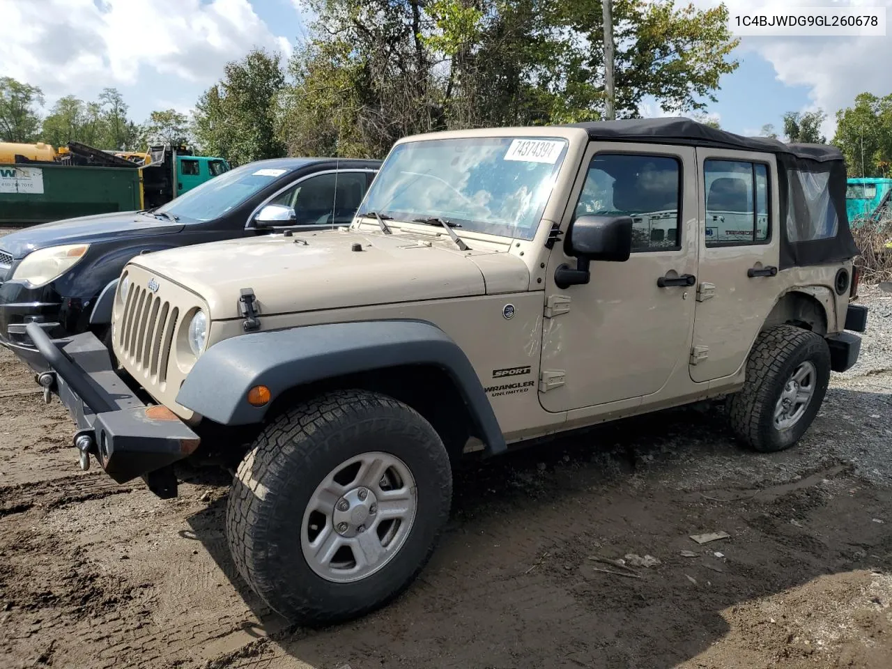 2016 Jeep Wrangler Unlimited Sport VIN: 1C4BJWDG9GL260678 Lot: 74374394