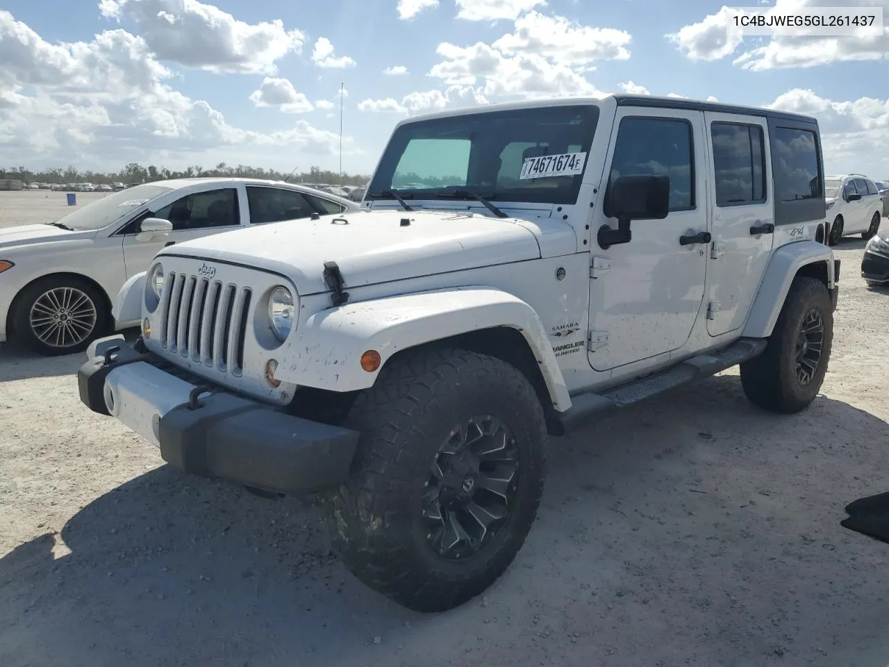 2016 Jeep Wrangler Unlimited Sahara VIN: 1C4BJWEG5GL261437 Lot: 74671674