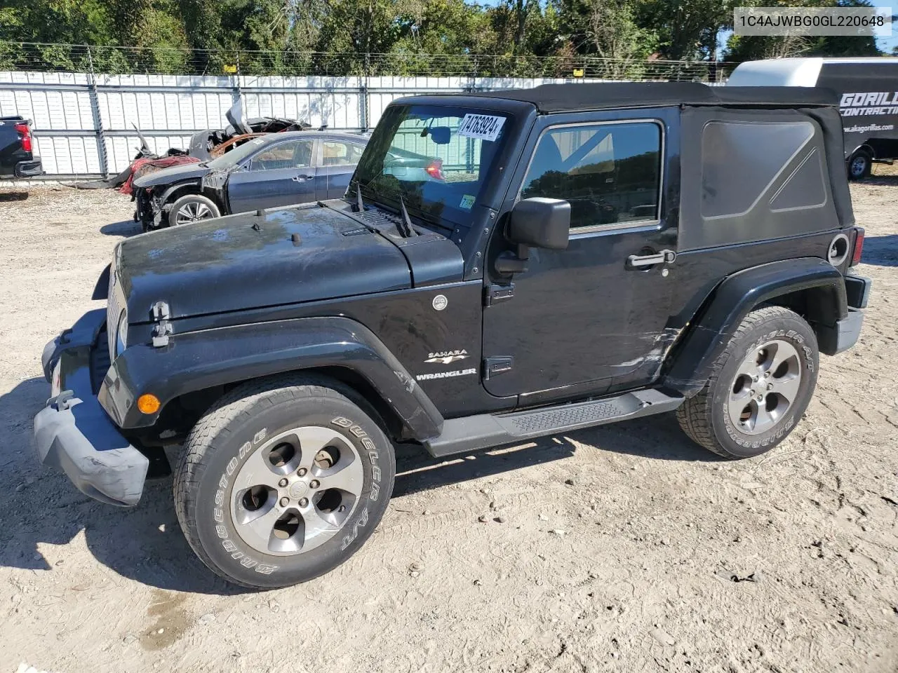 2016 Jeep Wrangler Sahara VIN: 1C4AJWBG0GL220648 Lot: 74763924