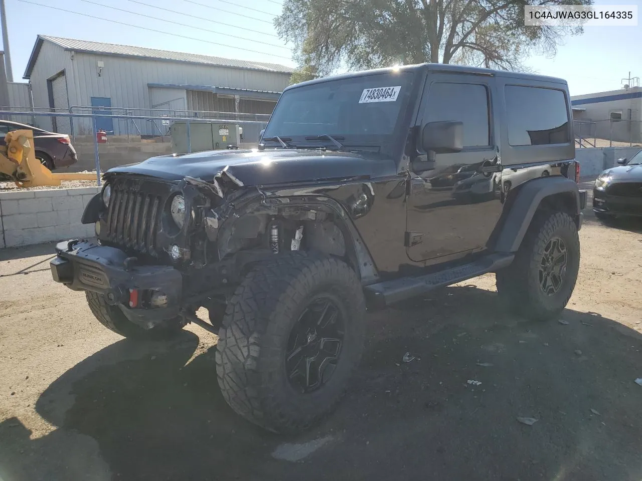 2016 Jeep Wrangler Sport VIN: 1C4AJWAG3GL164335 Lot: 74830464