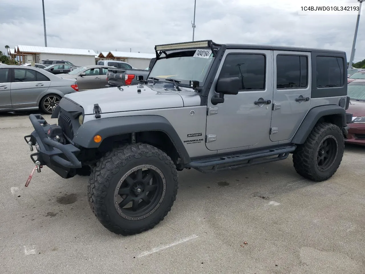 2016 Jeep Wrangler Unlimited Sport VIN: 1C4BJWDG1GL342193 Lot: 74840164