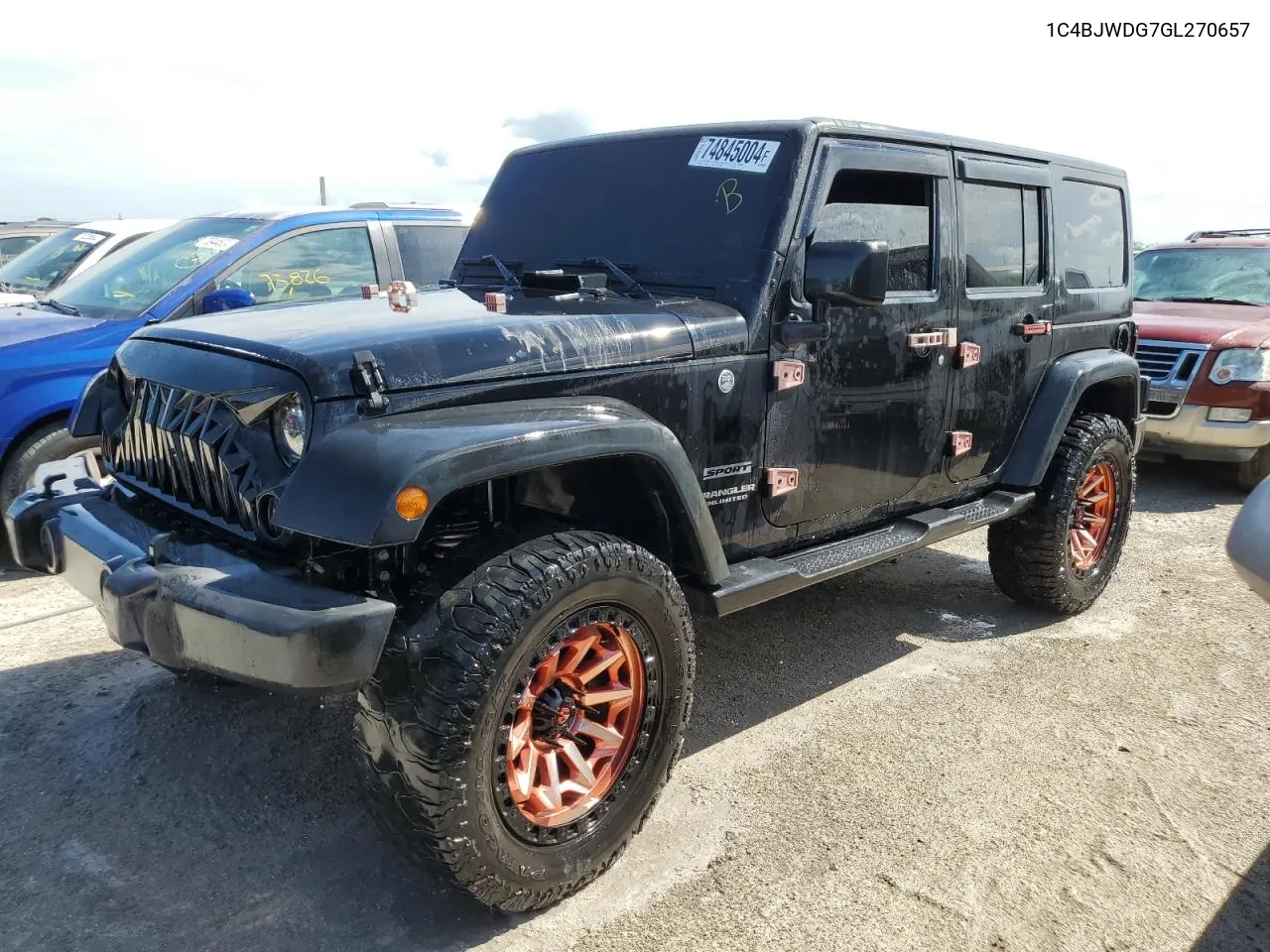 2016 Jeep Wrangler Unlimited Sport VIN: 1C4BJWDG7GL270657 Lot: 74845004