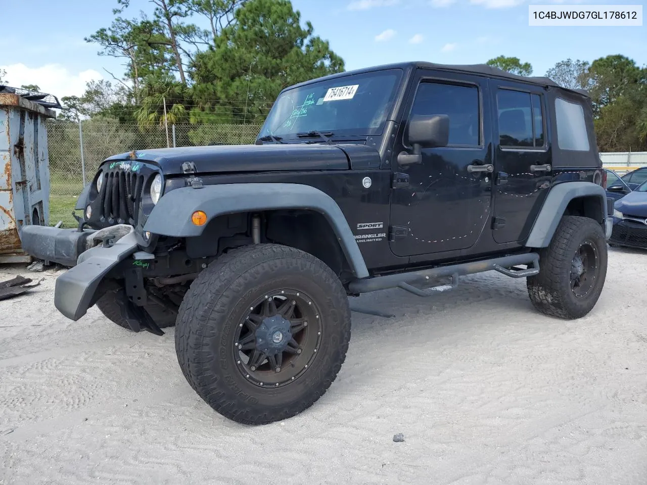 2016 Jeep Wrangler Unlimited Sport VIN: 1C4BJWDG7GL178612 Lot: 75416714