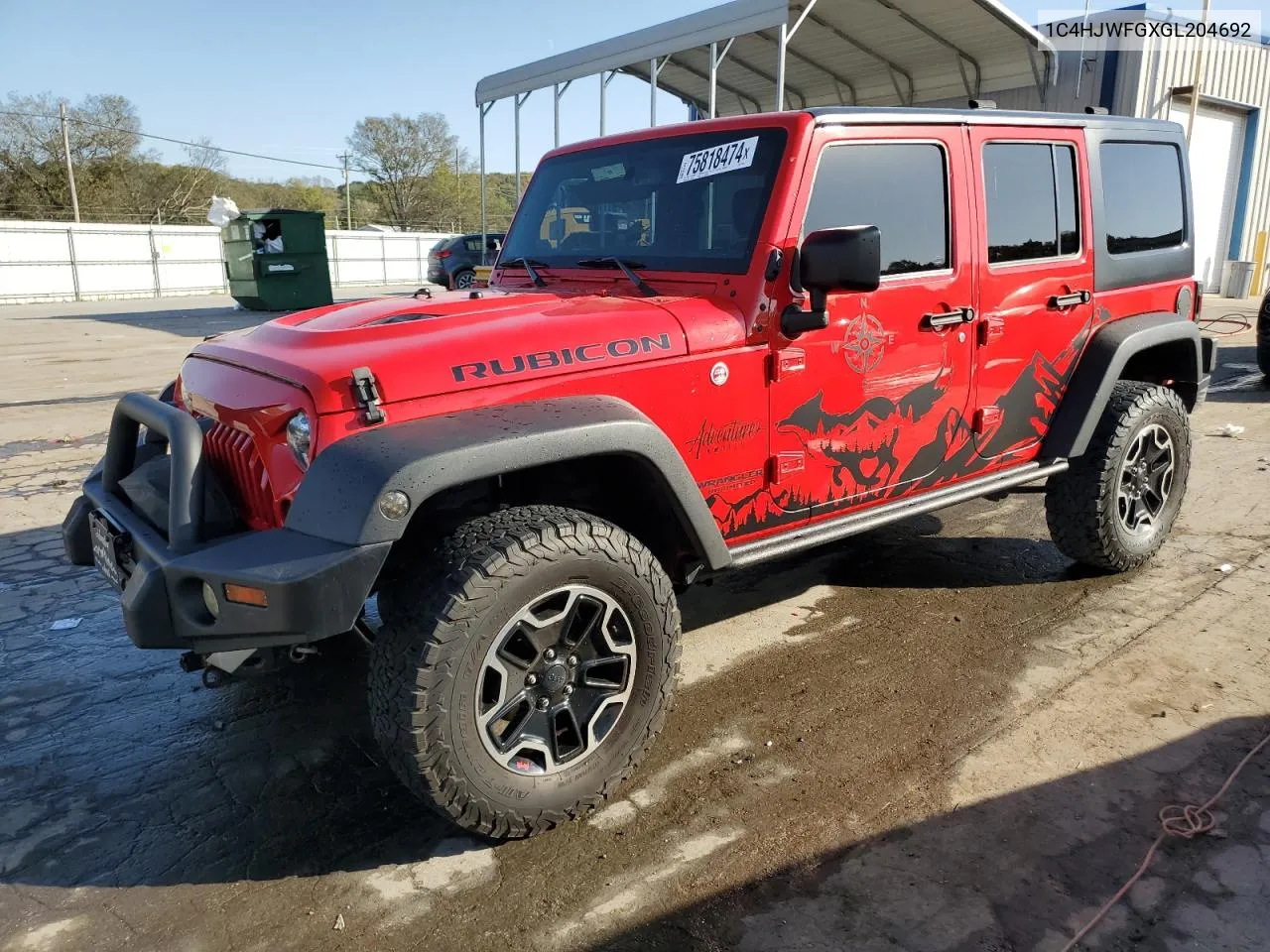 2016 Jeep Wrangler Unlimited Rubicon VIN: 1C4HJWFGXGL204692 Lot: 75818474