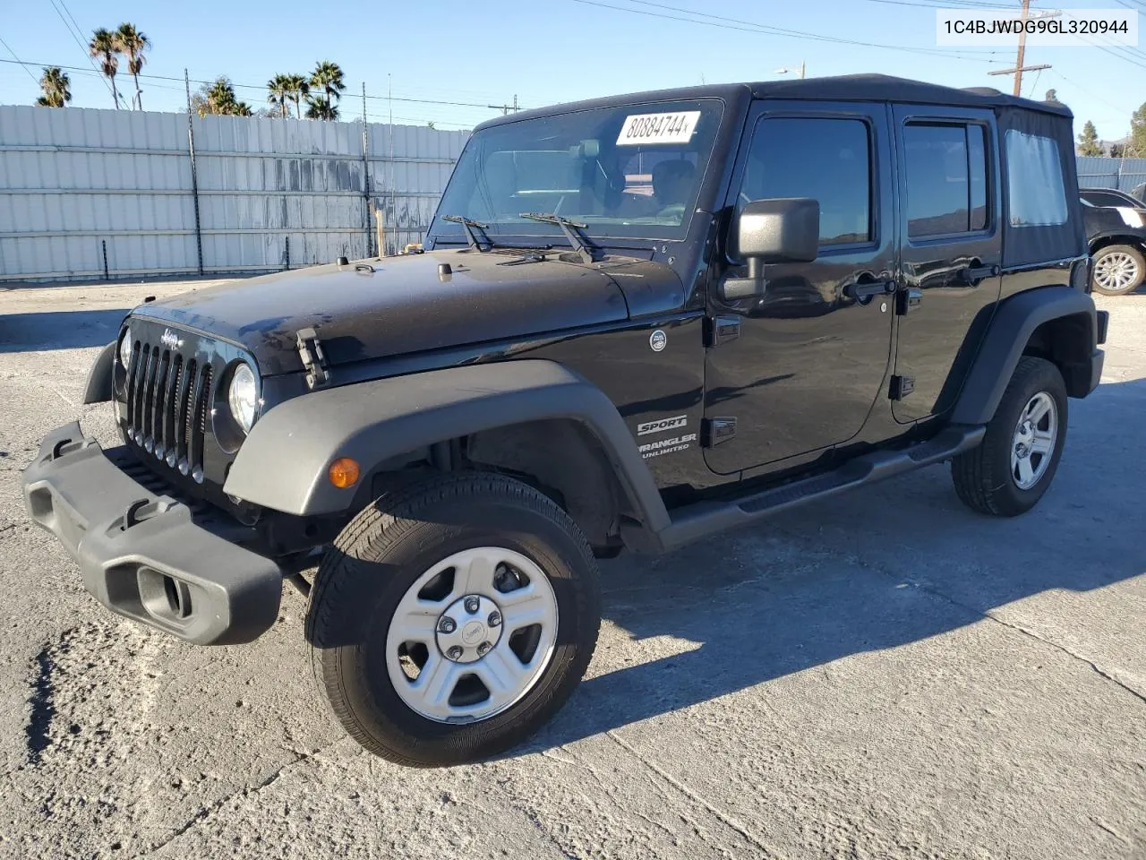 2016 Jeep Wrangler Unlimited Sport VIN: 1C4BJWDG9GL320944 Lot: 80884744