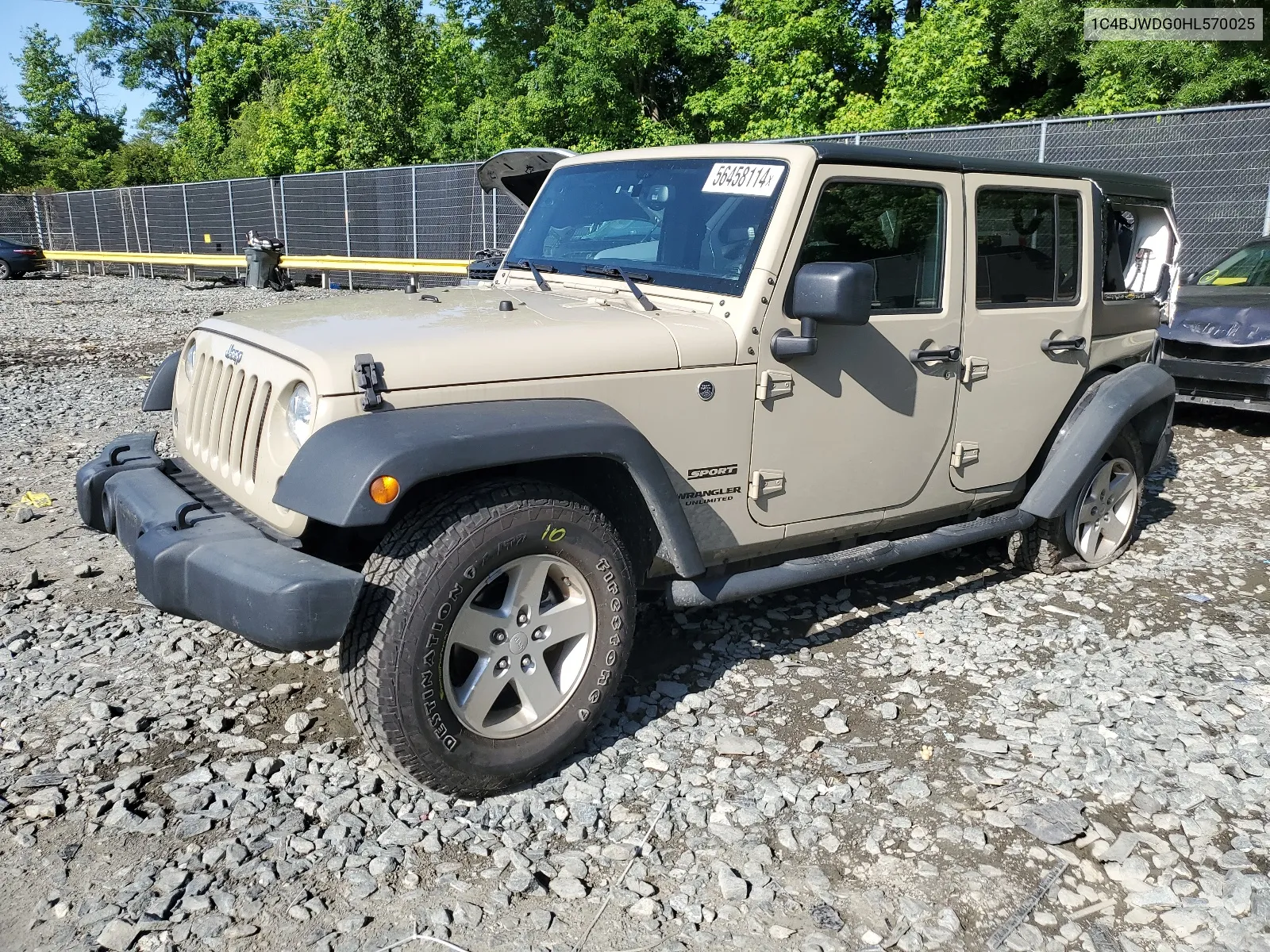 2017 Jeep Wrangler Unlimited Sport VIN: 1C4BJWDG0HL570025 Lot: 56458114