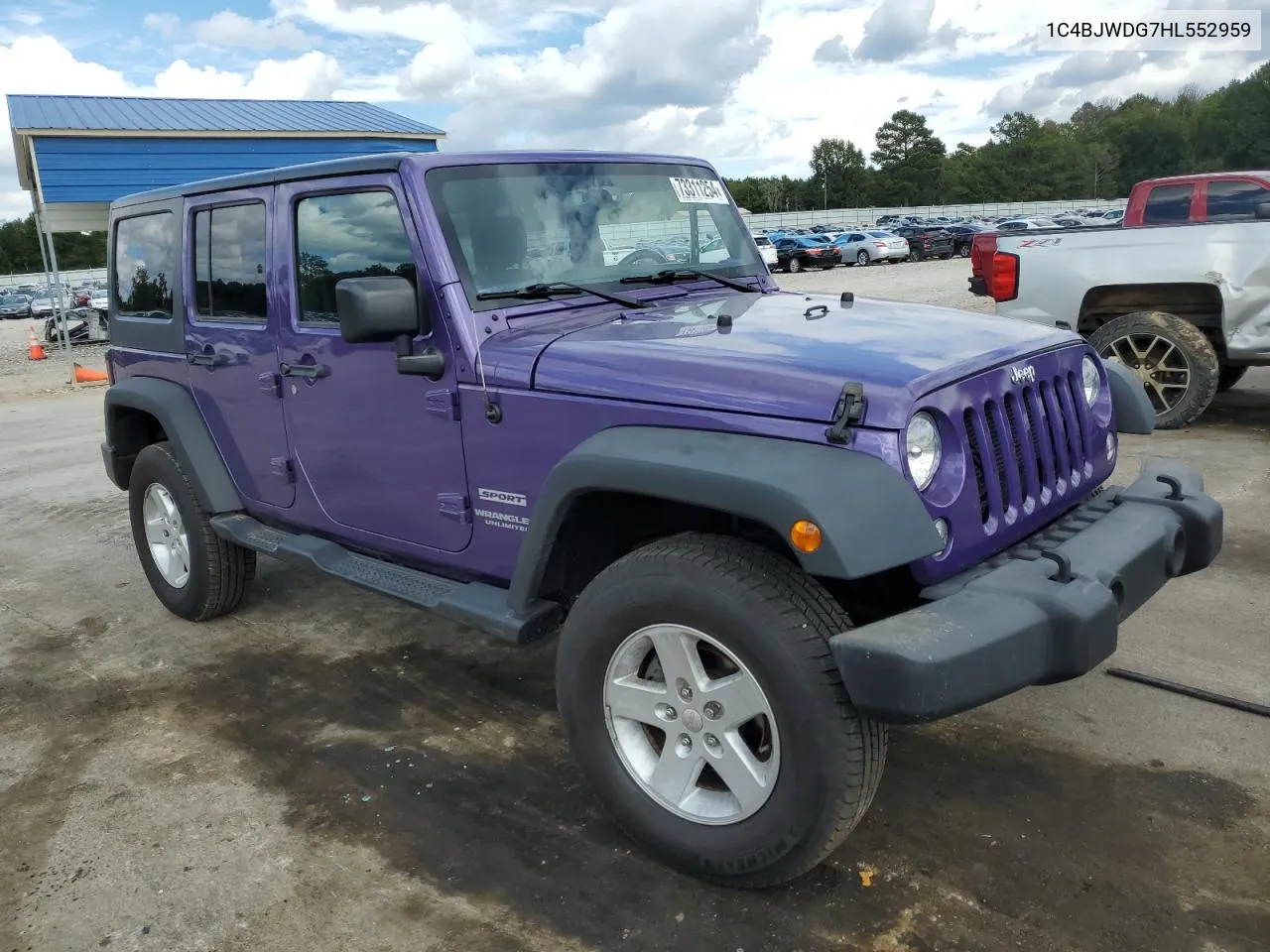 1C4BJWDG7HL552959 2017 Jeep Wrangler Unlimited Sport