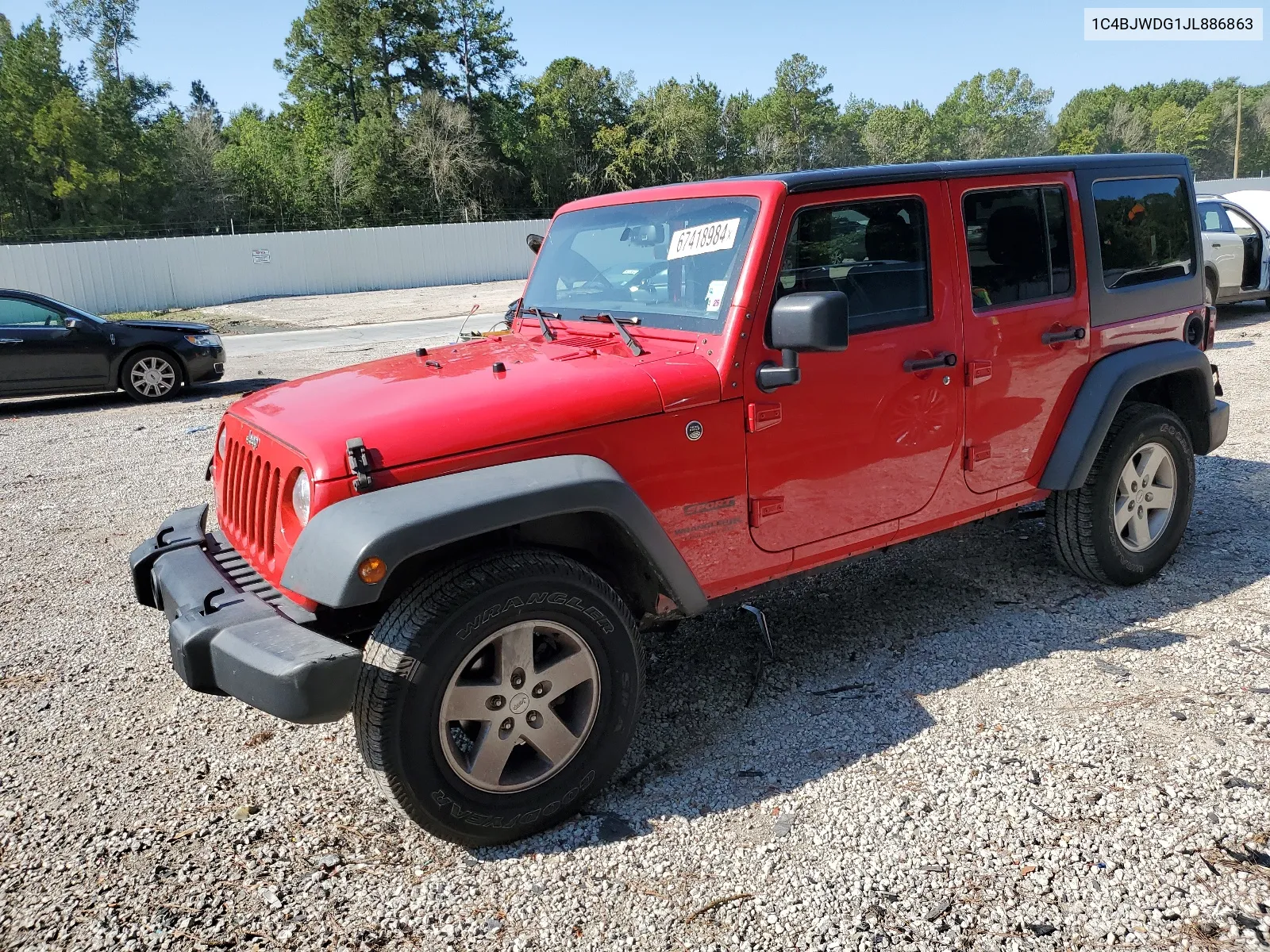 2018 Jeep Wrangler Unlimited Sport VIN: 1C4BJWDG1JL886863 Lot: 67418984