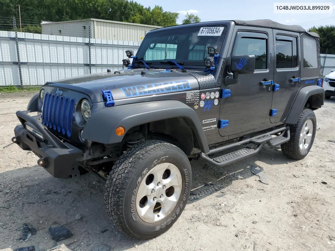 2018 Jeep Wrangler Unlimited Sport VIN: 1C4BJWDG3JL899209 Lot: 67705634