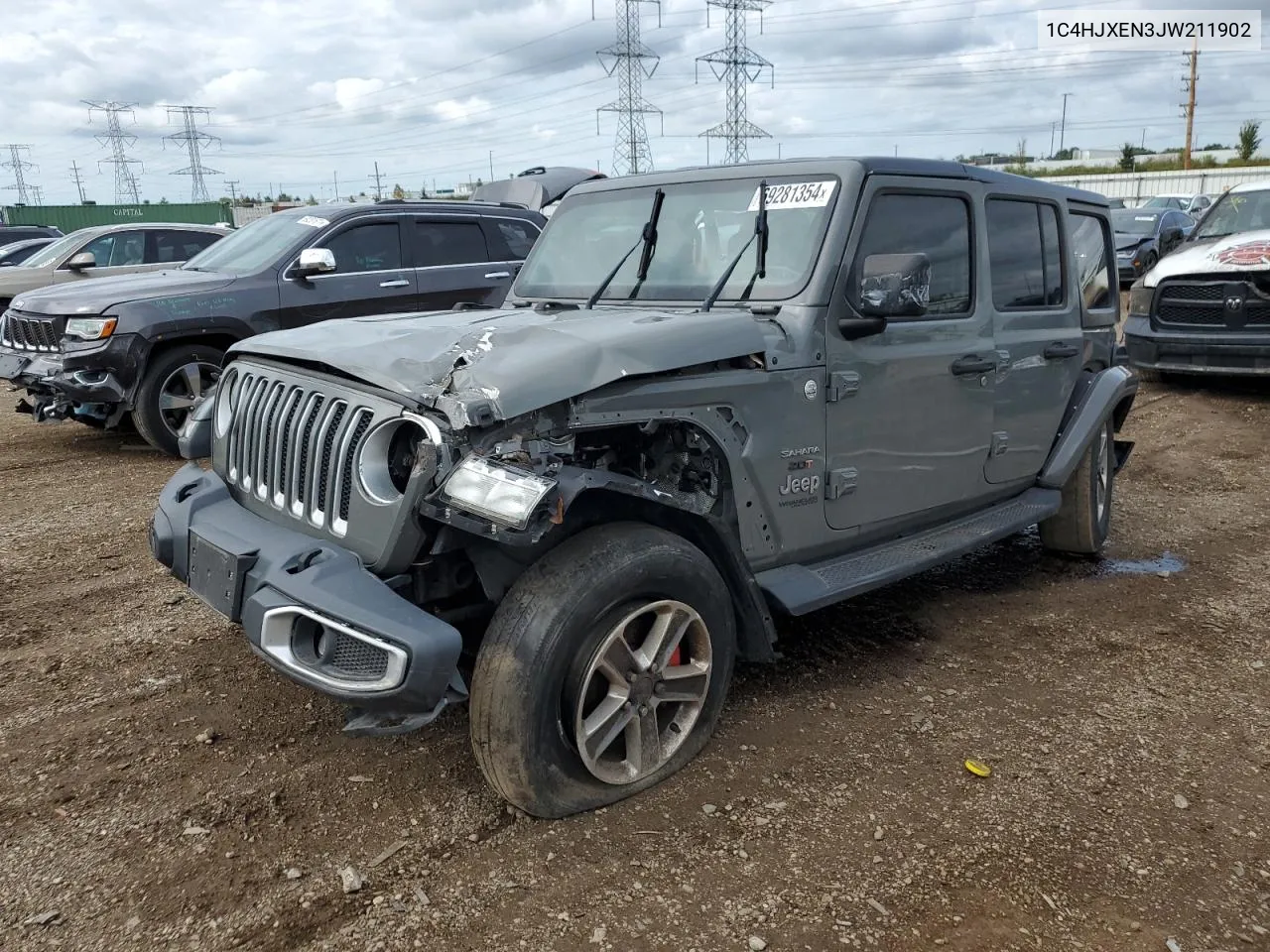 2018 Jeep Wrangler Unlimited Sahara VIN: 1C4HJXEN3JW211902 Lot: 69281354