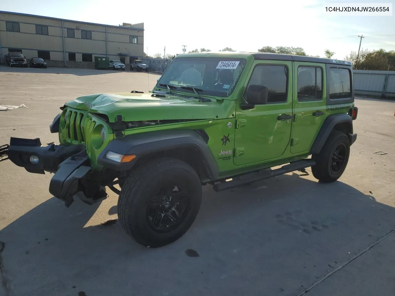 2018 Jeep Wrangler Unlimited Sport VIN: 1C4HJXDN4JW266554 Lot: 72445414