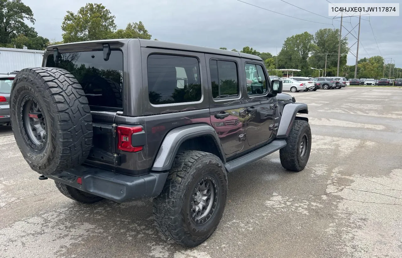 2018 Jeep Wrangler Unlimited Sahara VIN: 1C4HJXEG1JW117874 Lot: 72943354