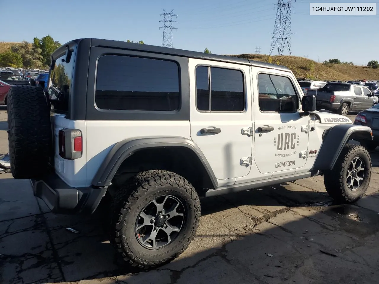 2018 Jeep Wrangler Unlimited Rubicon VIN: 1C4HJXFG1JW111202 Lot: 74393394