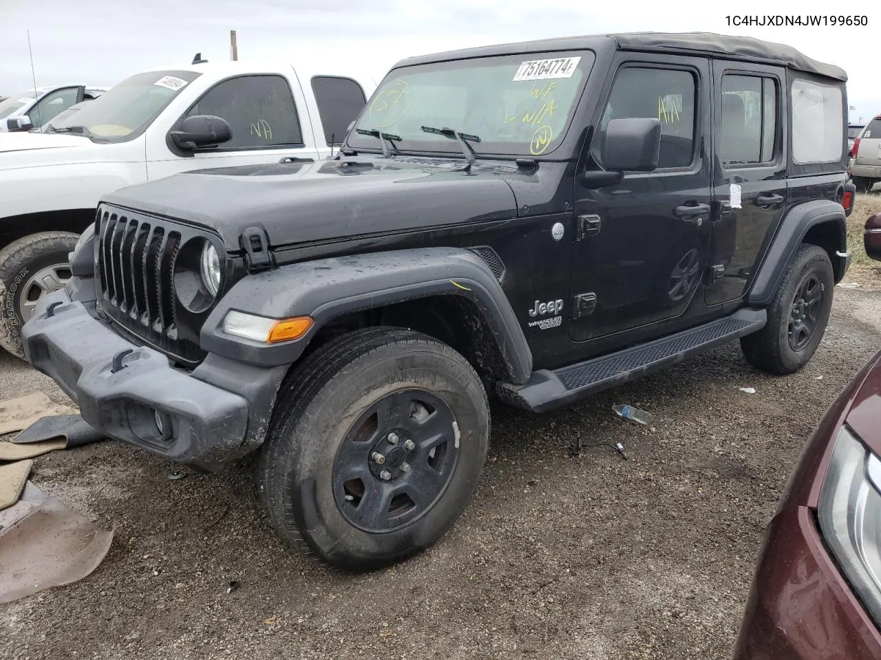 2018 Jeep Wrangler Unlimited Sport VIN: 1C4HJXDN4JW199650 Lot: 75164774