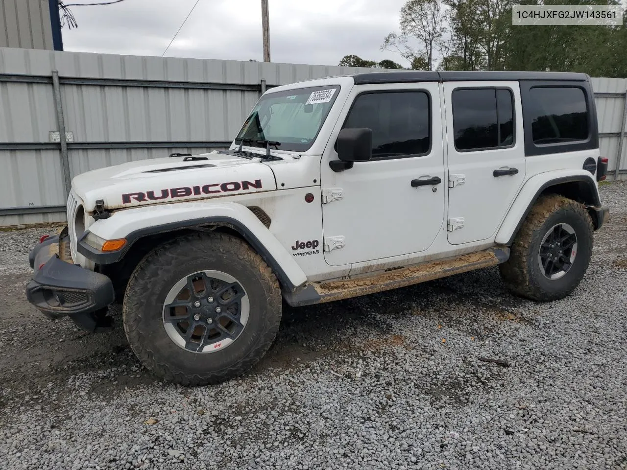 2018 Jeep Wrangler Unlimited Rubicon VIN: 1C4HJXFG2JW143561 Lot: 76350034