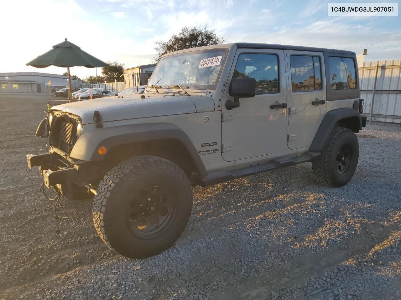 2018 Jeep Wrangler Unlimited Sport VIN: 1C4BJWDG3JL907051 Lot: 80491674