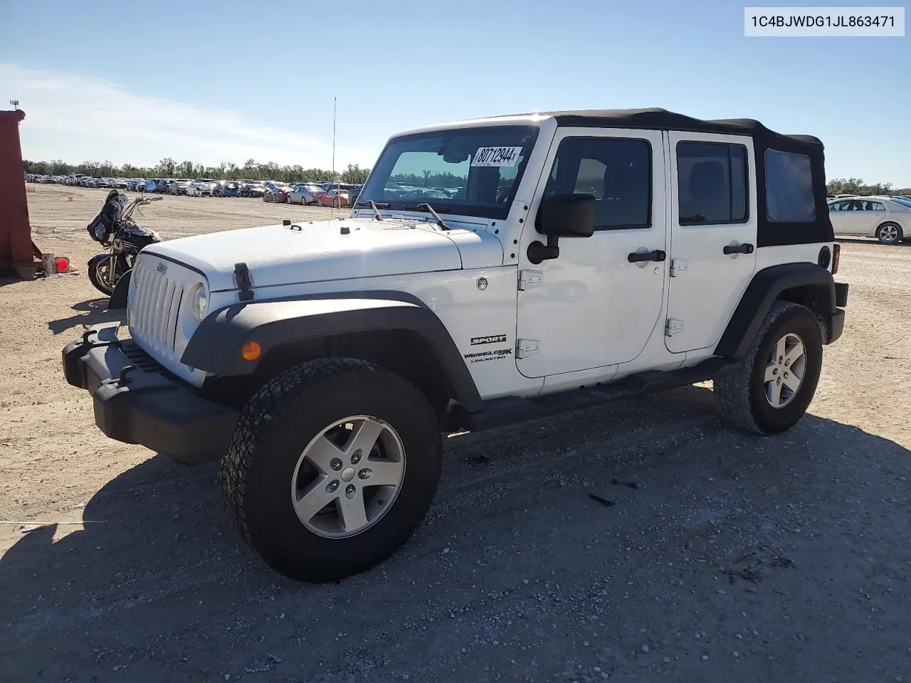 2018 Jeep Wrangler Unlimited Sport VIN: 1C4BJWDG1JL863471 Lot: 80712944