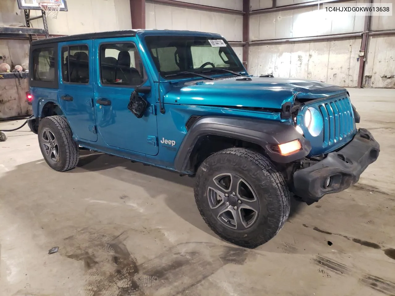 2019 Jeep Wrangler Unlimited Sport VIN: 1C4HJXDG0KW613638 Lot: 69144114