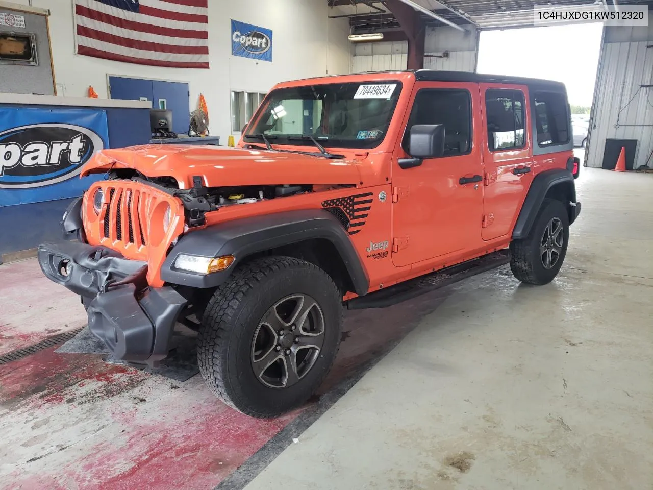 2019 Jeep Wrangler Unlimited Sport VIN: 1C4HJXDG1KW512320 Lot: 70449634