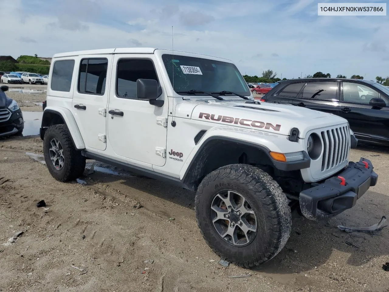 2019 Jeep Wrangler Unlimited Rubicon VIN: 1C4HJXFN0KW537866 Lot: 71383894