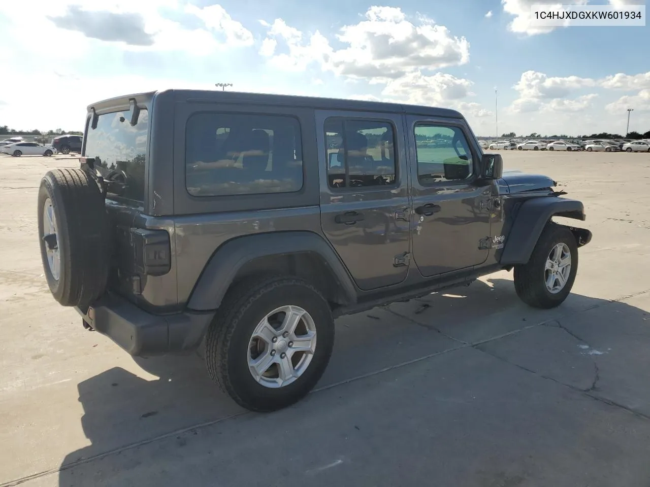 2019 Jeep Wrangler Unlimited Sport VIN: 1C4HJXDGXKW601934 Lot: 71928144