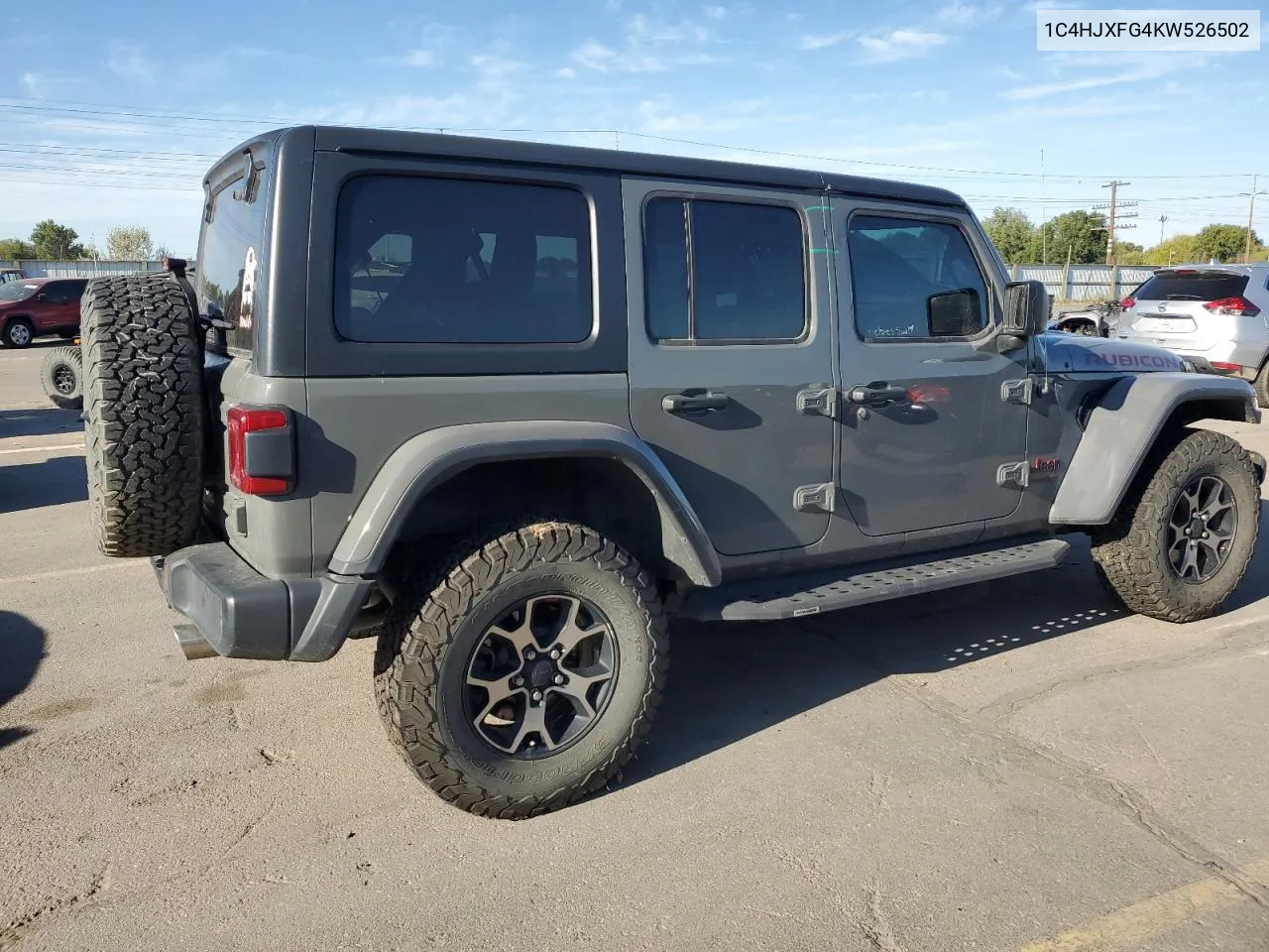 2019 Jeep Wrangler Unlimited Rubicon VIN: 1C4HJXFG4KW526502 Lot: 72758254