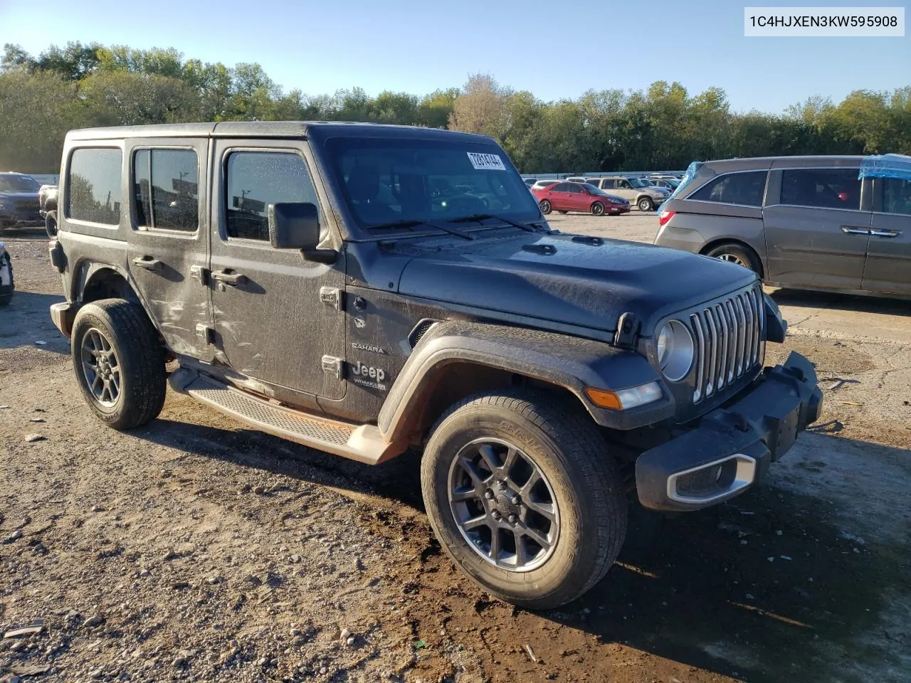 2019 Jeep Wrangler Unlimited Sahara VIN: 1C4HJXEN3KW595908 Lot: 72814744