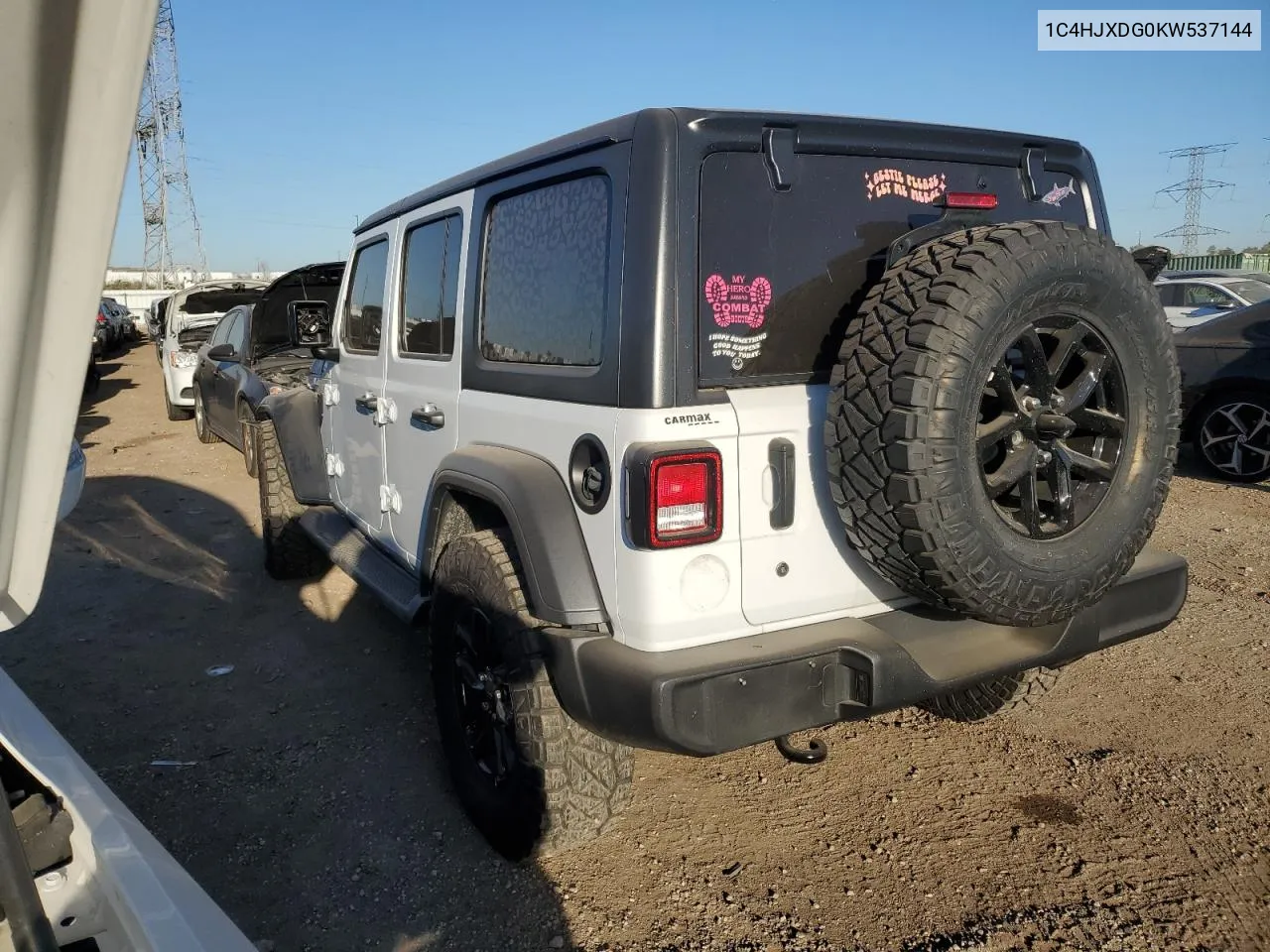 2019 Jeep Wrangler Unlimited Sport VIN: 1C4HJXDG0KW537144 Lot: 73658954