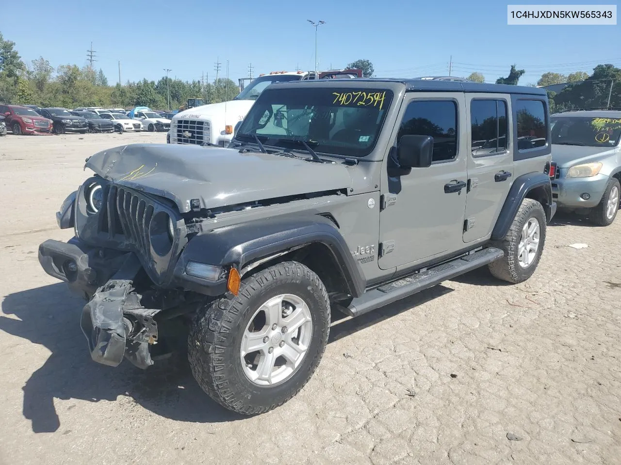 2019 Jeep Wrangler Unlimited Sport VIN: 1C4HJXDN5KW565343 Lot: 74072594