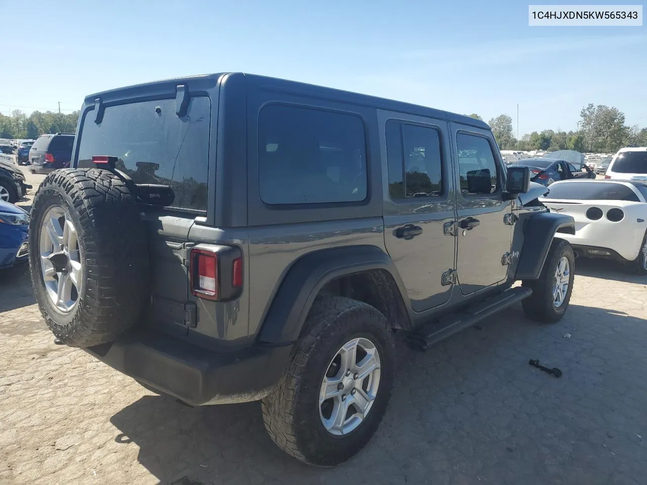 2019 Jeep Wrangler Unlimited Sport VIN: 1C4HJXDN5KW565343 Lot: 74072594