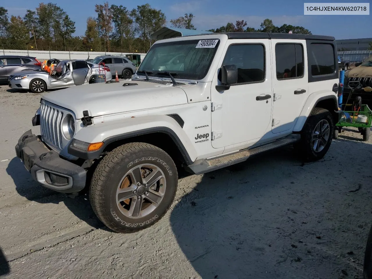 2019 Jeep Wrangler Unlimited Sahara VIN: 1C4HJXEN4KW620718 Lot: 74939304