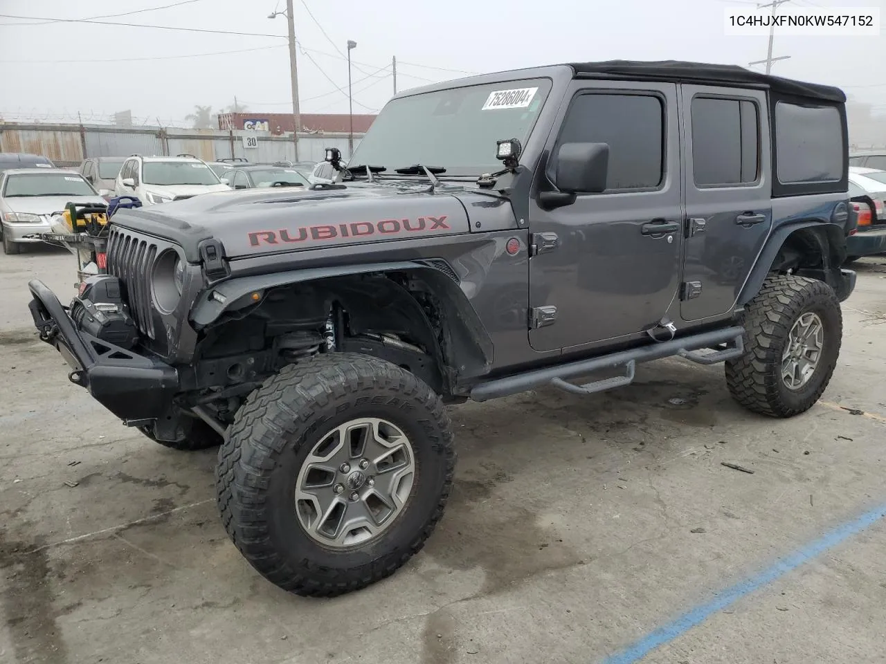 2019 Jeep Wrangler Unlimited Rubicon VIN: 1C4HJXFN0KW547152 Lot: 75286004