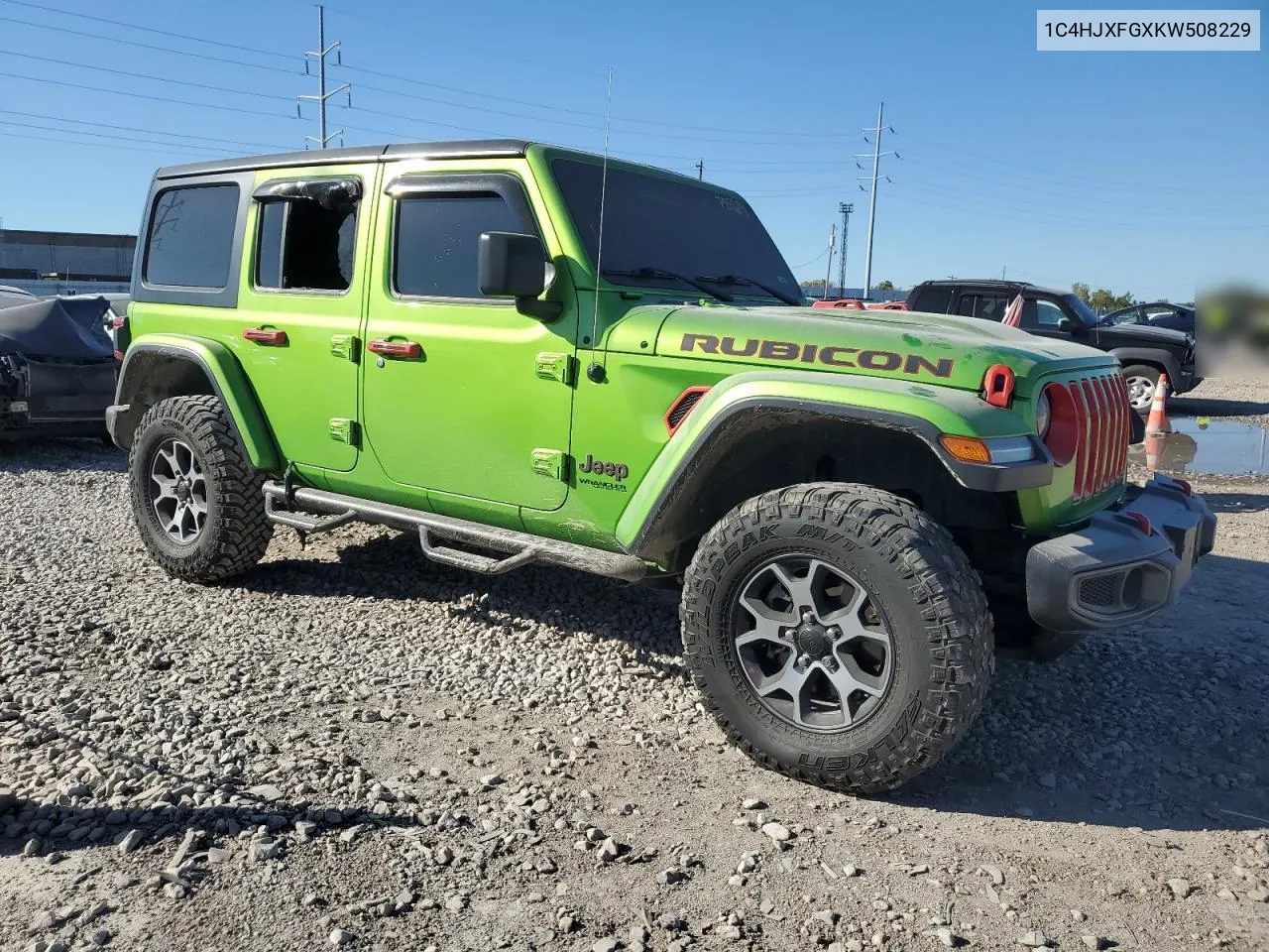 2019 Jeep Wrangler Unlimited Rubicon VIN: 1C4HJXFGXKW508229 Lot: 75536194