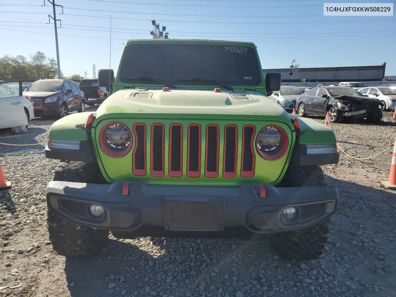 2019 Jeep Wrangler Unlimited Rubicon VIN: 1C4HJXFGXKW508229 Lot: 75536194