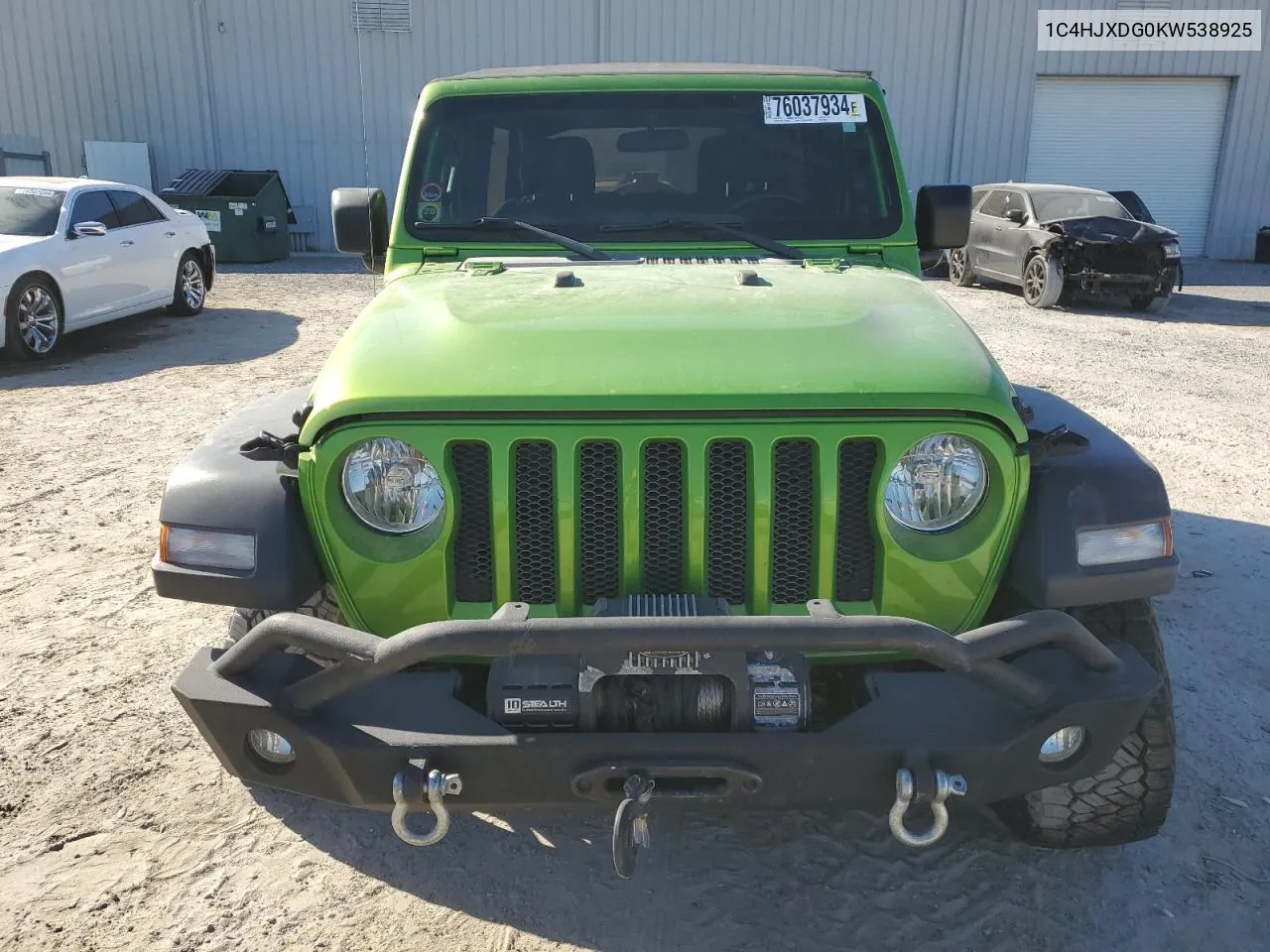 2019 Jeep Wrangler Unlimited Sport VIN: 1C4HJXDG0KW538925 Lot: 76037934