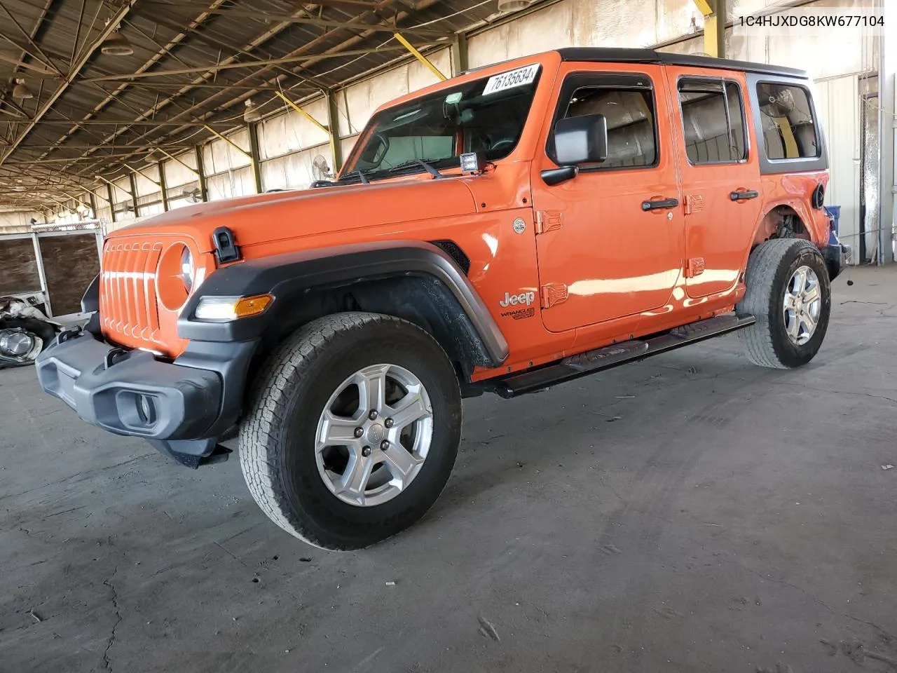 2019 Jeep Wrangler Unlimited Sport VIN: 1C4HJXDG8KW677104 Lot: 76135634