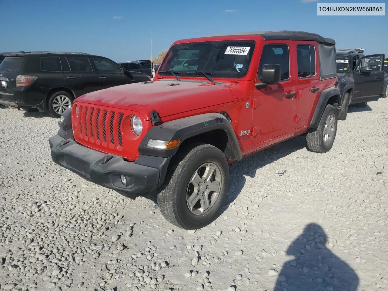 2019 Jeep Wrangler Unlimited Sport VIN: 1C4HJXDN2KW668865 Lot: 76955584