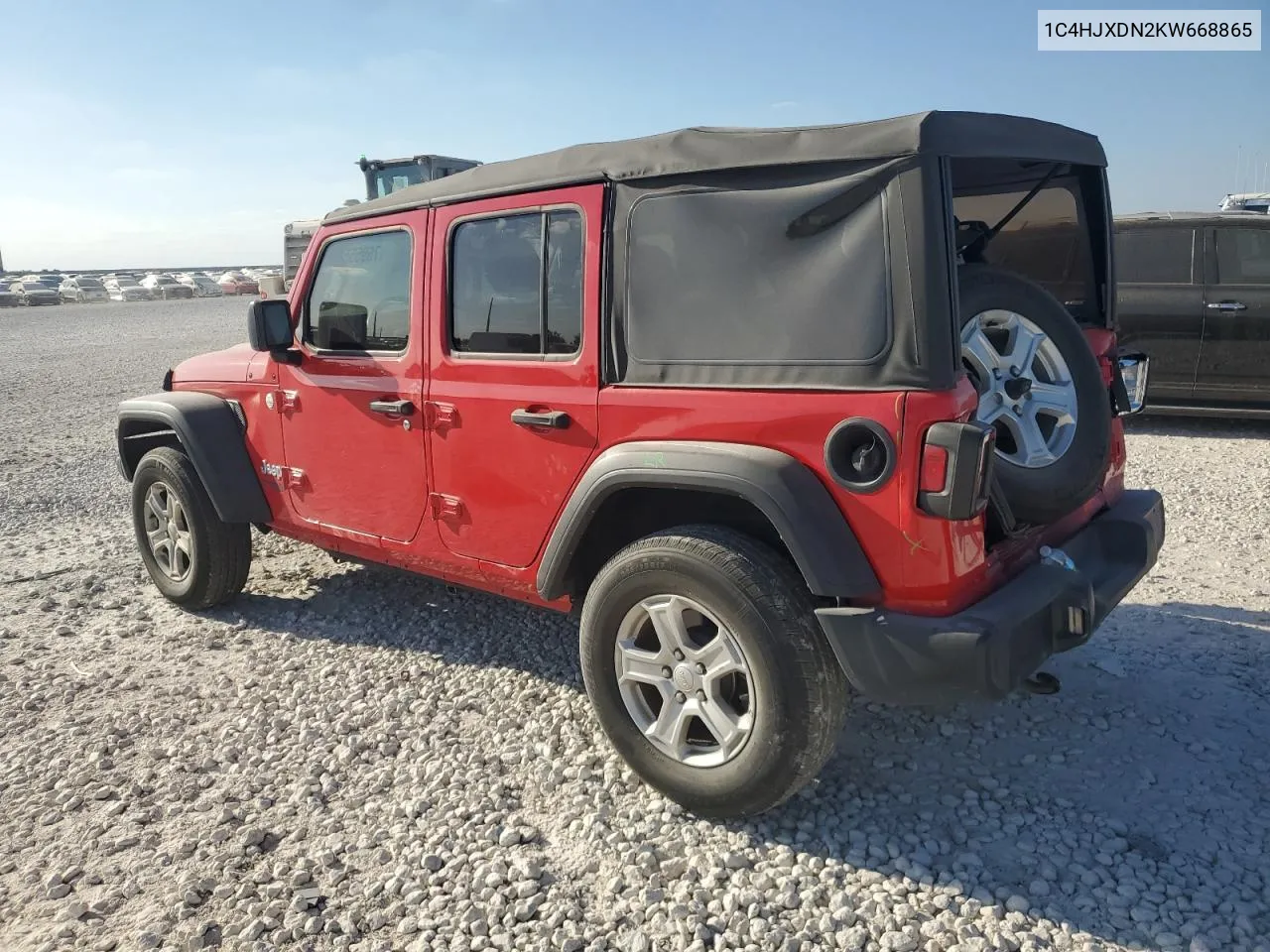 2019 Jeep Wrangler Unlimited Sport VIN: 1C4HJXDN2KW668865 Lot: 76955584